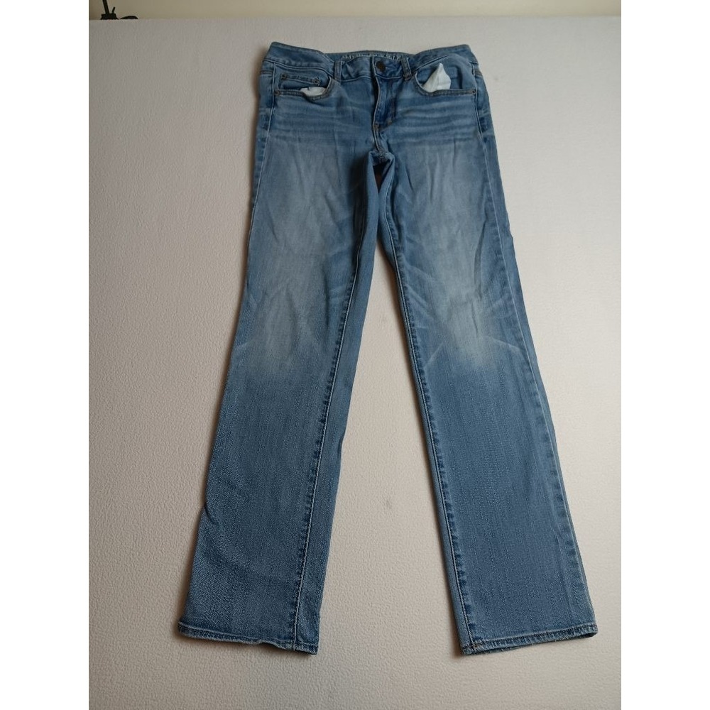 American Eagle Boys Size 10 Straight Super Stretch Light Wash Denim Jeans